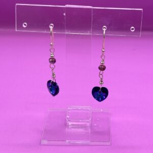 Aretes Corazón Cristal Azul